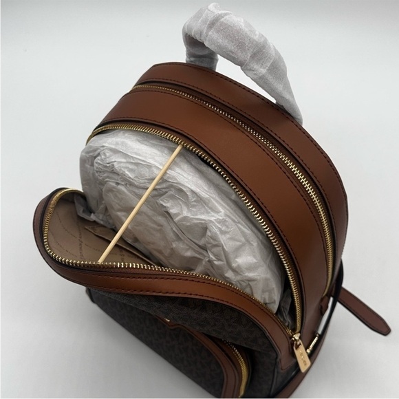 Michael Kors Medium Jaycee Zip Packet Backpack Brown/Gold - Picture 5 of 12